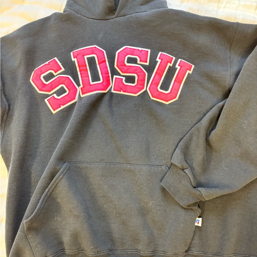 SDSU Black Hoodie with Red Lettering